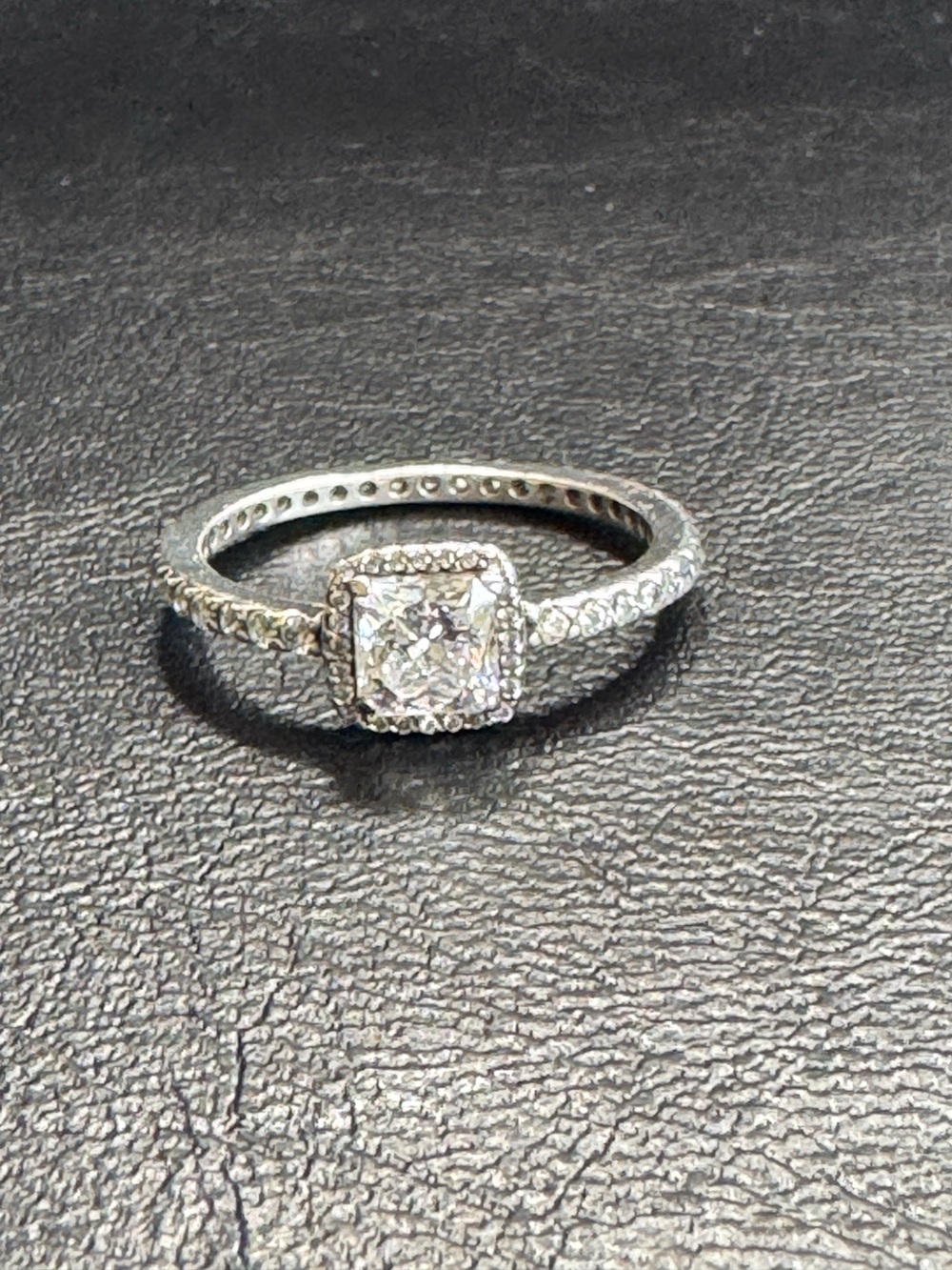 Pandora Square Sparkle Halo Ring Size 9 - Picture 5 of 8